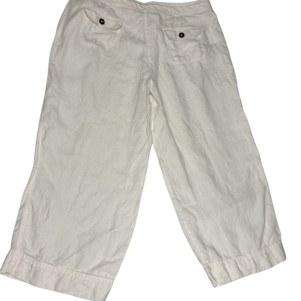 Talbots Pure Irish Linen Crop Pants Women Sz 16 White Lagenlook Beachy Classic - Picture 9 of 10